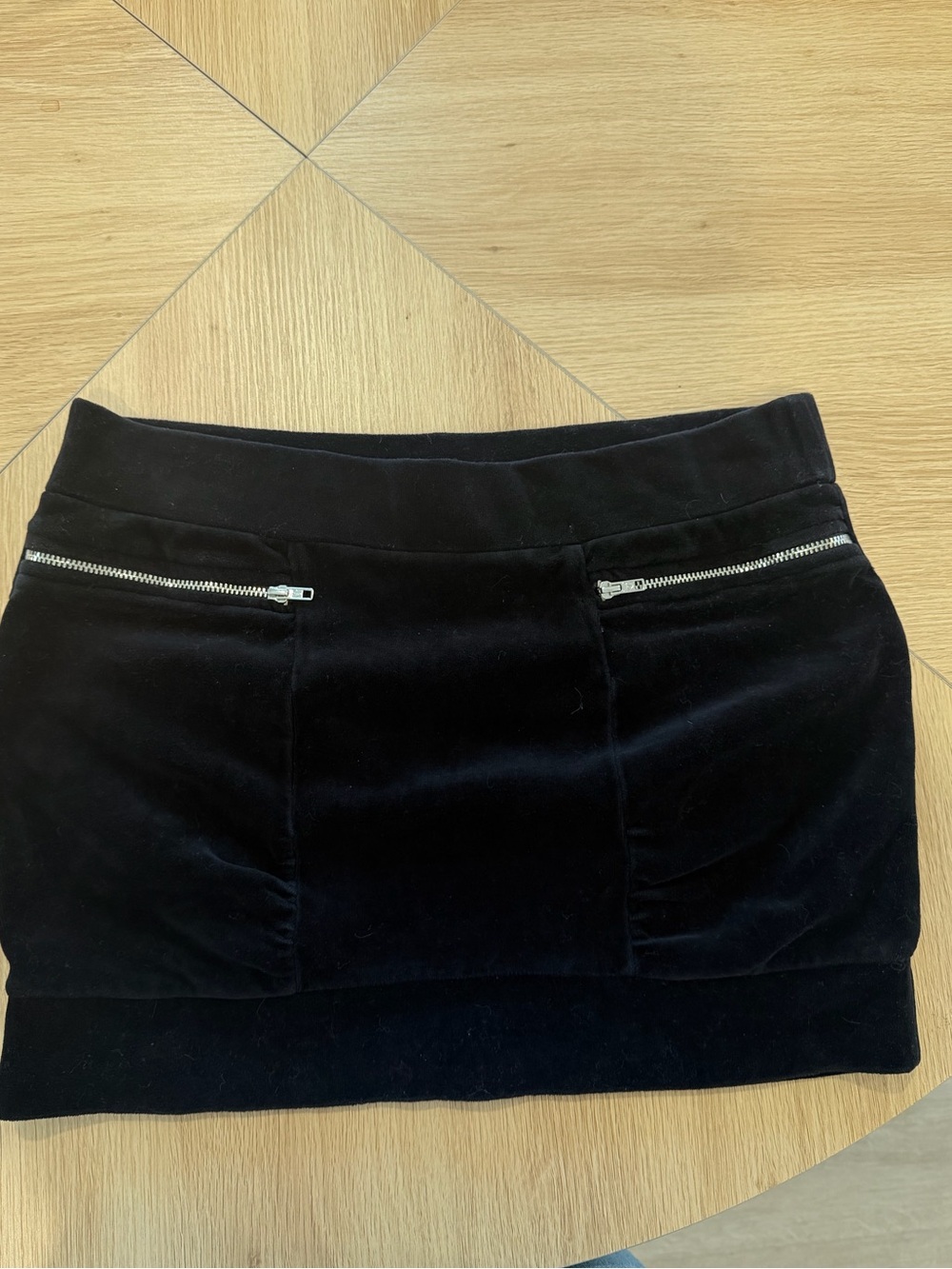 Juicy Couture Black Velvour Mini Skirt with Silver Zippers - Picture 2 of 4